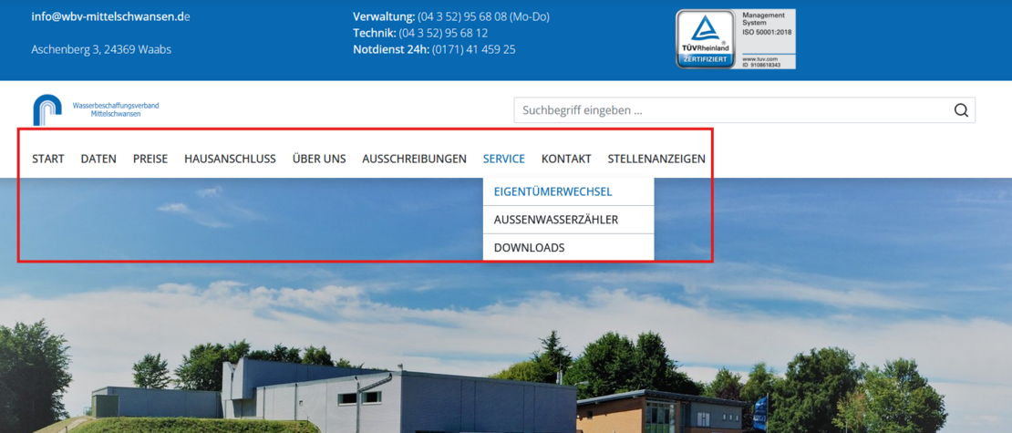 bildliche Erklärung des Hauptmenüs